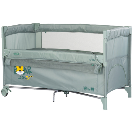 Patut bebe - Patut pliabil Chipolino Relax Tiger matcha cu laterala culisanta