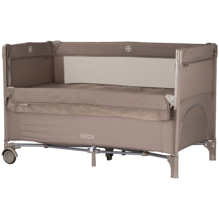 Patut bebe - Patut pliabil Chipolino Relax tiramisu linen cu laterala culisanta