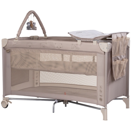 Patut bebe - Patut pliabil cu saltea de infasat Chipolino Luna latte