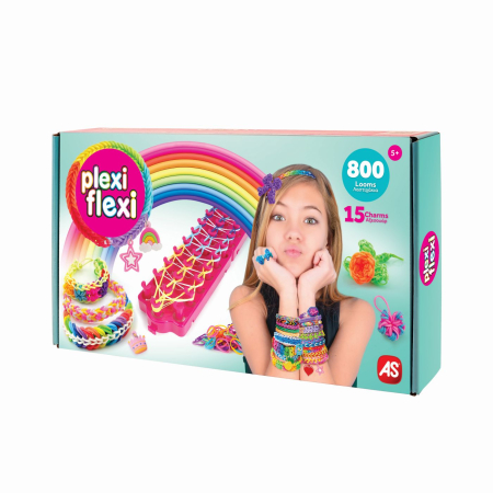 Papusi, plusuri, zane si figurine - PLEXI FLEXI GHERGHEF PENTRU IMPLETIT CU 800 ELASTICE DIN CAUCIUC SI 15 ACCESORII