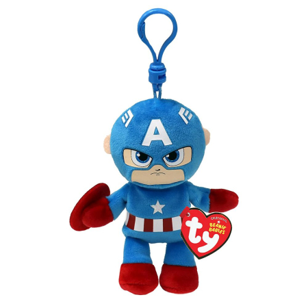 Jucarii - PLUS BRELOC TY 8.5CM BEANIE BABIES MARVEL CAPTAIN AMERICA
