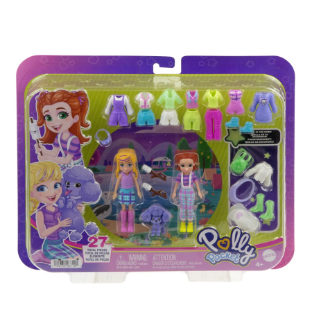 Papusi, plusuri, zane si figurine - POLLY POCKET SET 2 PAPUSI SI ACCESORII 27 PIESE