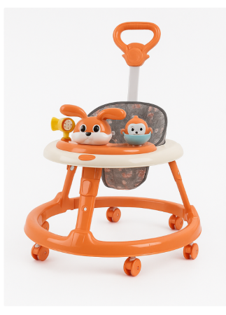 Premergatoare si antepremergatoare - Premergator, 3 in 1, roti din silicon, muzical, cu control parental, +6 luni, Iepuras Coconas, Orange