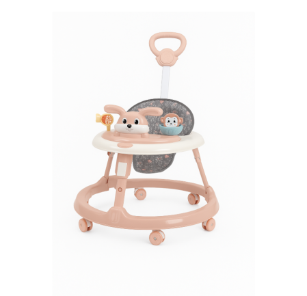 La plimbare - Premergator, 3 in 1, roti din silicon, muzical, cu control parental, +6 luni, Iepuras Coconas, Roz