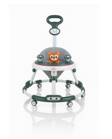 La plimbare - Premergator, Bubu-Still®, 3 in 1, roti din silicon, muzical, cu control parental, +6 luni, Leut, Verde