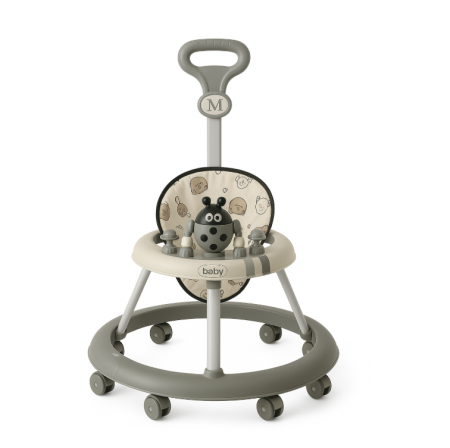 Premergatoare si antepremergatoare - Premergator, Roti din silicon, muzical, cu control parental, +6 luni, Buburuza, Gri