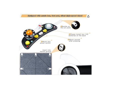 Premergator si Antemergator, 3 in 1, functie si de scaun de masa, reglabil pe inaltime, cu roti de silicon, muzical, Negru [5]