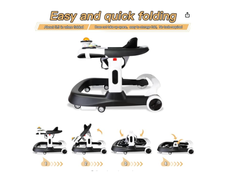 Premergator si Antemergator, 3 in 1, functie si de scaun de masa, reglabil pe inaltime, cu roti de silicon, muzical, Negru [2]