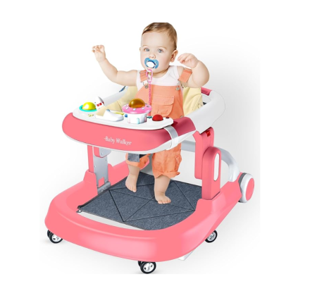 Premergator si Antemergator, 3 in 1, functie si de scaun de masa, reglabil pe inaltime, cu roti de silicon, muzical, Rosu [1]