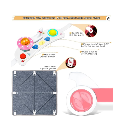 Premergator si Antemergator, 3 in 1, functie si de scaun de masa, reglabil pe inaltime, cu roti de silicon, muzical, Rosu [2]
