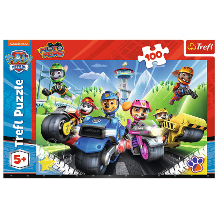 PUZZLE TREFL 100 PIESE PATRULA CATELUSILOR CATELUSII PE MOTOCICLETE [2]