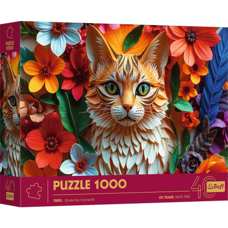 Puzzle si jocuri de construit - PUZZLE TREFL 1000 EDITIA ANIVERSARA 40 DE ANI 3D PISICA