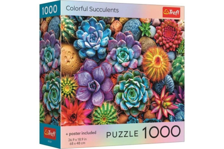 Noutati - PUZZLE TREFL 1000 SUCULENTE COLORATE CU POSTER INCLUS