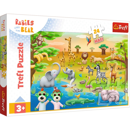 Puzzle si jocuri de construit - PUZZLE TREFL 24 MAXI BABIES AND THE BEAR SAFARI