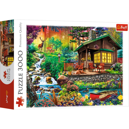 Puzzle si jocuri de construit - PUZZLE TREFL 3000 CABANA DIN PADURE