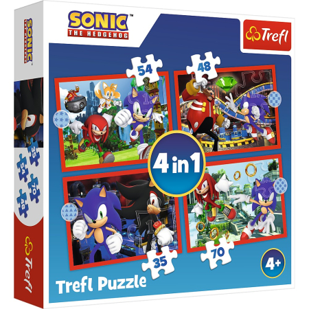 Promotii - PUZZLE TREFL 4IN1 SONIC AVENTURILE LUI SONIC