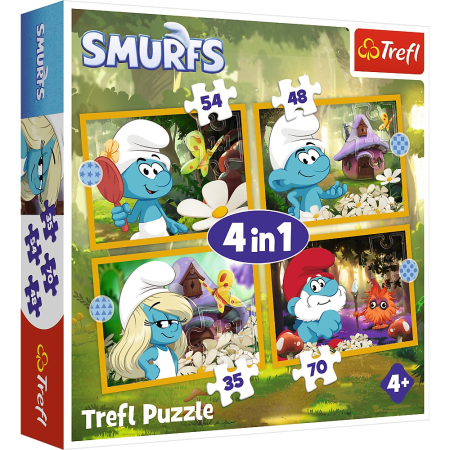 Promotii - PUZZLE TREFL 4IN1 STRUMFII VIATA IN SATUL STRUMFILOR