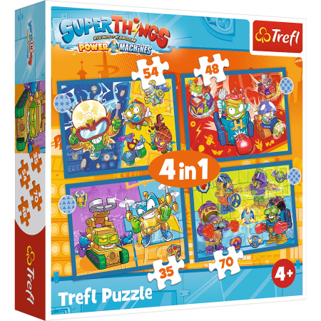 Puzzle si jocuri de construit - PUZZLE TREFL 4IN1 SUPER THINGS SUPER ACTIUNEA