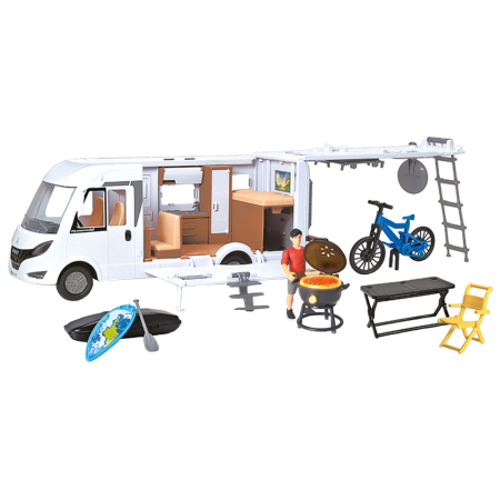 bubu-still.ro - Rulota Dickie Toys Camper Hymer Camping Van Class B cu figurina si accesorii
