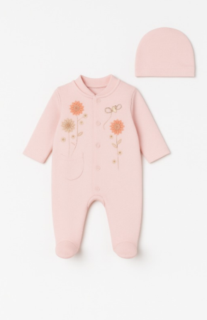 Salopete - Salopeta bebelusi, cu caciulita, Cu broderie