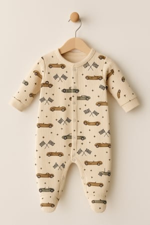 Salopete - Salopeta din bumbac, 0-3 luni, Masinute de lux