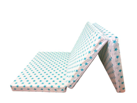 Saltea patut - Saltea Pliabila Spuma Poliuretanica 120x60x5 cm - Light Blue Stars