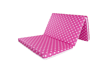 Saltea patut - Saltea Pliabila Spuma Poliuretanica 120x60x5 cm - Pink Stars Spuma