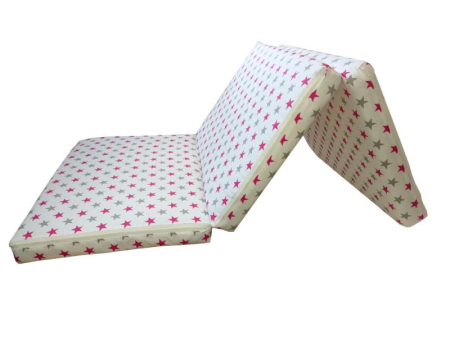 Saltea patut - Saltea Pliabila Spuma Poliuretanica 120x60x5 cm - Stelute Gri Roz