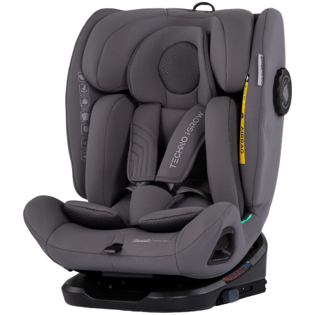 Pentru bebe - Scaun auto Chipolino Techno iGrow I-Size 40-150 cm cu sistem Isofix si sezut rotativ charcoal