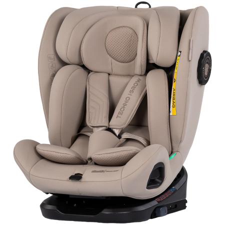 Pentru bebe - Scaun auto Chipolino Techno iGrow I-Size 40-150 cm cu sistem Isofix si sezut rotativ latte