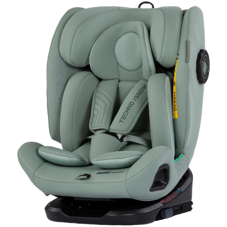 Pentru bebe - Scaun auto Chipolino Techno iGrow I-Size 40-150 cm cu sistem Isofix si sezut rotativ matcha