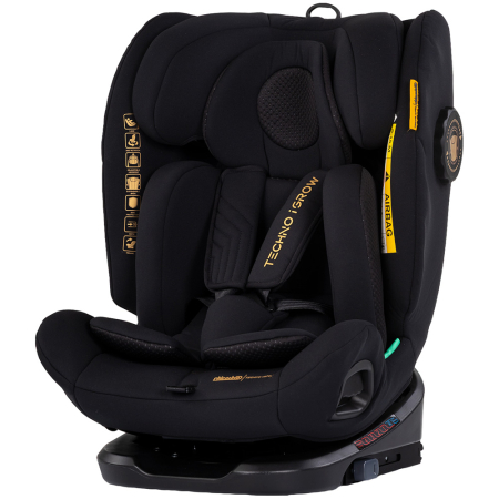 Pentru bebe - Scaun auto Chipolino Techno iGrow I-Size 40-150 cm cu sistem Isofix si sezut rotativ noir