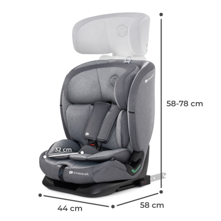 SCAUN AUTO I-SIZE, 76-150 CM, KINDERKRAFT ONETO 3, ISOFIX, COOL GREY [7]
