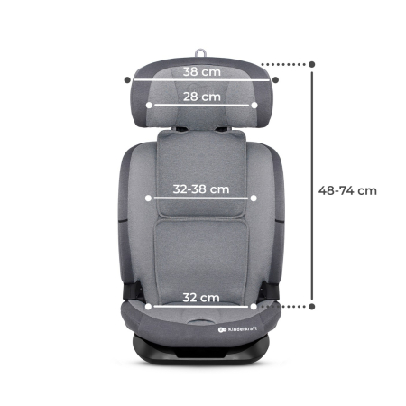 SCAUN AUTO I-SIZE, 76-150 CM, KINDERKRAFT ONETO 3, ISOFIX, COOL GREY [6]