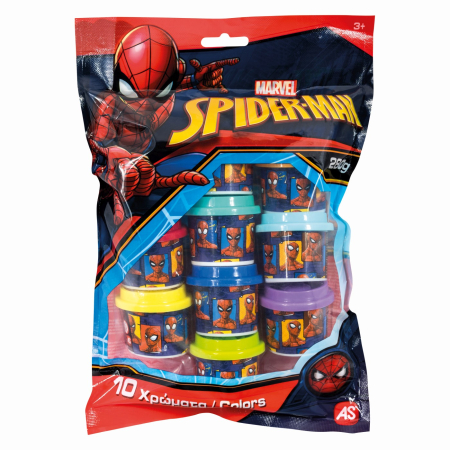 Jucarii role-play copii - SET 10 BORCANASE DE PLASTILINA SPIDERMAN IN PUNGA DE PLASTIC