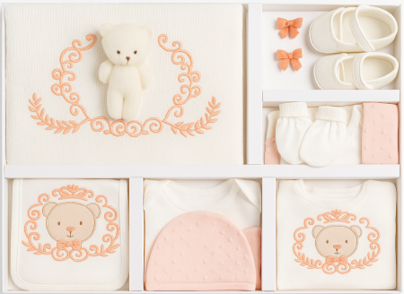 Costumase - Set 10 piese nou nascut, cu pantofiori si paturica 3D