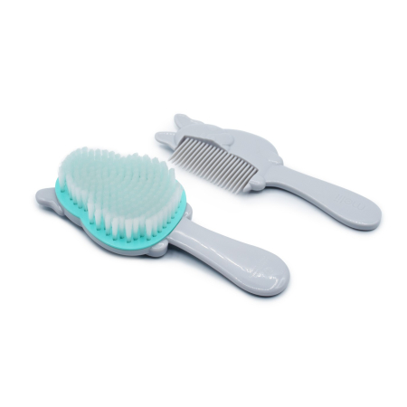 Promotii - SET 2 PIESE PIEPTAN+PERIE BEBE, MELII, MODEL BULLDOG