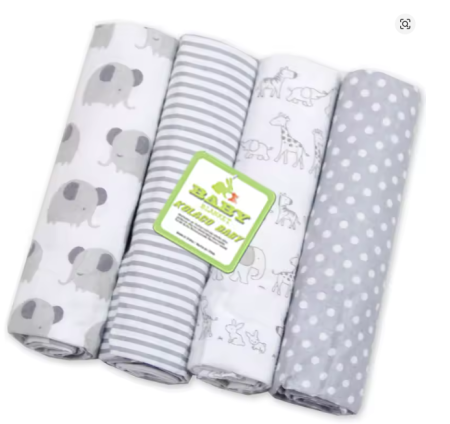 Scutece - Set 4 scutece, Bumbac, Gri