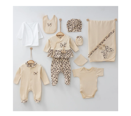 Trusou botez - Set cadou 10 piese pentru nou nascuti, Bumbac Organic, Luxury Girl