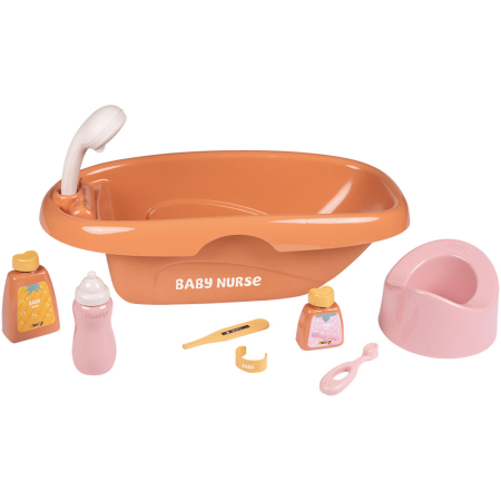bubu-still.ro - Set de baie pentru papusa Smoby Baby Nurse Bath cu 8 accesorii