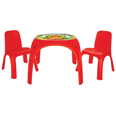 Birou copii - Set Masuta cu 2 scaune pentru copii Pilsan King Table red