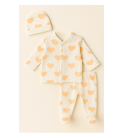 Set nou nascut - Set nou nascut, 3 piese, Alb cu Roz