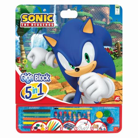 Jucarii role-play copii - SONIC THE HEDGEHOG SET PENTRU DESEN GIGA BLOCK 5 IN 1