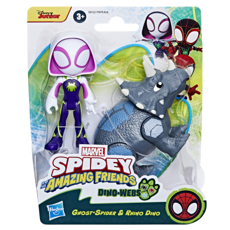 Figurine - SPIDEY SI PRIETENII MARVEL DINO WEBS GHOST-SPIDER SI RHINO DINO