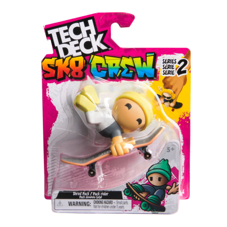 Masinute si trenulete - TECH DECH SK8 CREW PACHET PLACA SI FIGURINA 9.6CM SAPCA GALBENA