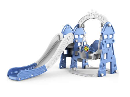 Jucarii - Tobogan MyKids cu leagan, cos de baschet, jucarie muzicala Blue