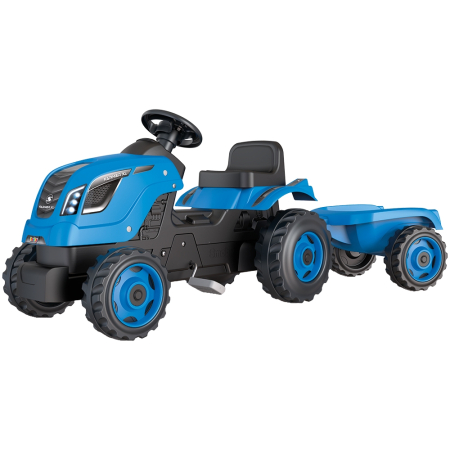 Masinute fara pedale - Tractor cu pedale si remorca Smoby Farmer XL albastru