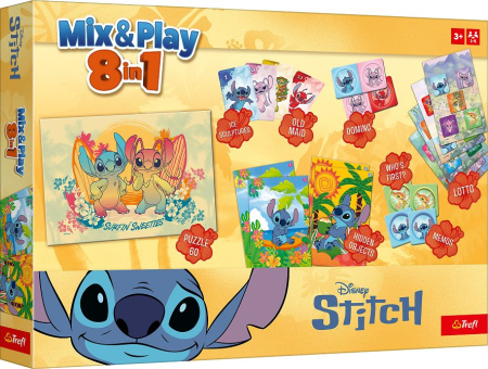 Jocuri educative si de societate - TREFL DISNEY STITCH SET DE JOCURI MIX AND PLAY 8IN1