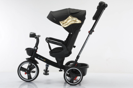 Tricicleta cu scaun reversibil, 6-36 luni, cu pozitie de somn, roata cauciuc, cu lumini si muzica, Negru [1]