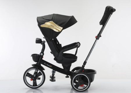 Tricicleta cu scaun reversibil, 6-36 luni, cu pozitie de somn, roata cauciuc, cu lumini si muzica, Negru [3]